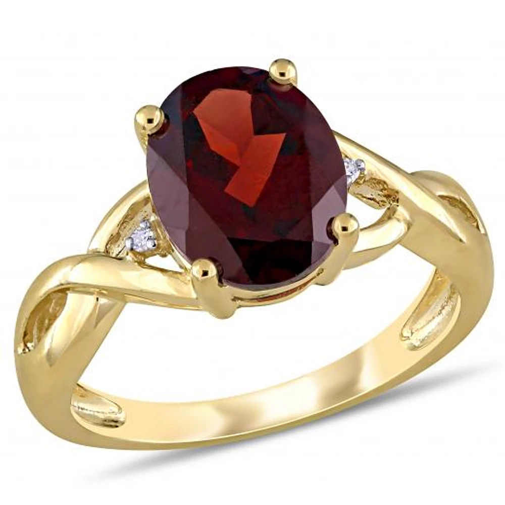 Julianna B 10K Yellow Gold Garnet & 0.01CTW Diamond Fashion Ring