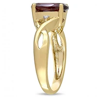 Julianna B 10K Yellow Gold Garnet & 0.01CTW Diamond Fashion Ring