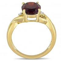 Julianna B 10K Yellow Gold Garnet & 0.01CTW Diamond Fashion Ring