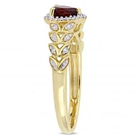 Julianna B 10K Yellow Gold Garnet & 0.05CTW Diamond Fashion Ring