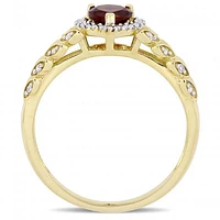 Julianna B 10K Yellow Gold Garnet & 0.05CTW Diamond Fashion Ring