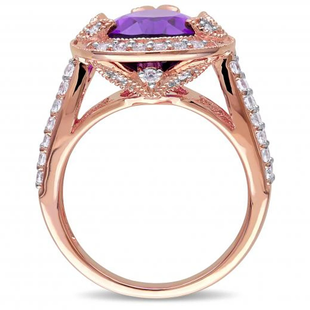 Julianna B Sterling Silver Amethyst White Topaz & 0.05CTW Diamond Ring