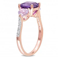 Julianna B Sterling Silver Amethyst Rose De France & 0.03CTW Diamond Ring