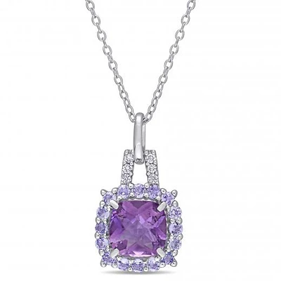 Julianna B Sterling Silver Amethyst Tanzanite & 0.06CTW Diamond Pendant