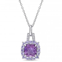 Julianna B Sterling Silver Amethyst Tanzanite & 0.06CTW Diamond Pendant