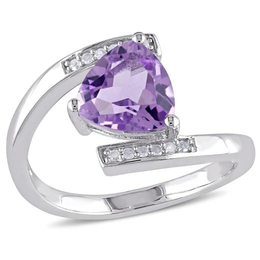Julianna B Sterling Silver Amethyst & 0.06CT Diamond Fashion Ring