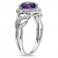 Julianna B Sterling Silver Amethyst & 0.10CTW Diamond Fashion Ring