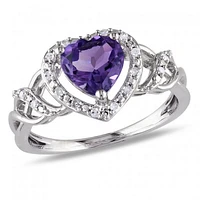 Julianna B Sterling Silver Amethyst & 0.10CTW Diamond Fashion Ring