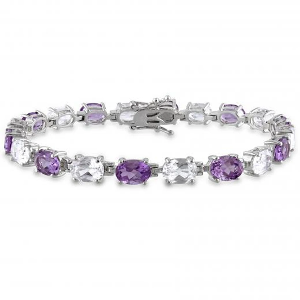 Julianna B Sterling Silver Amethyst & Created White Sapphire Bracelet