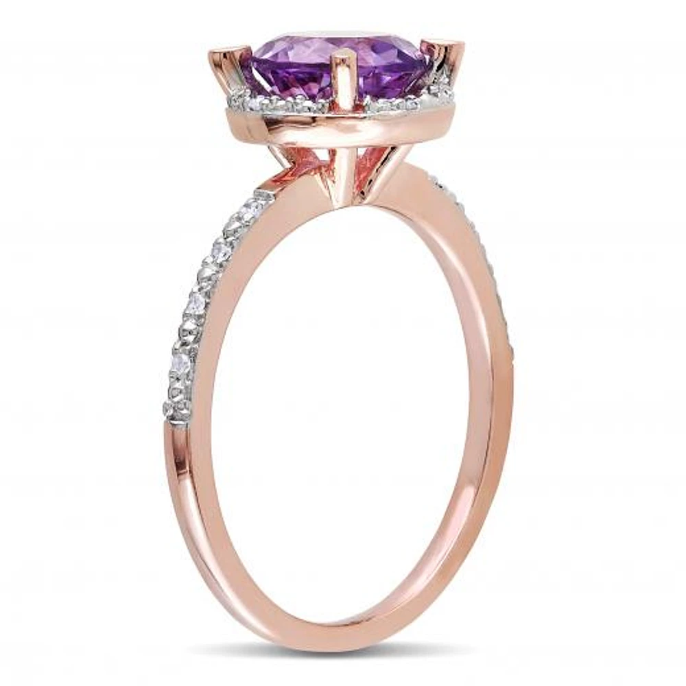 Julianna B 10K Rose Gold Amethyst & 0.05CTW Diamond Fashion Ring
