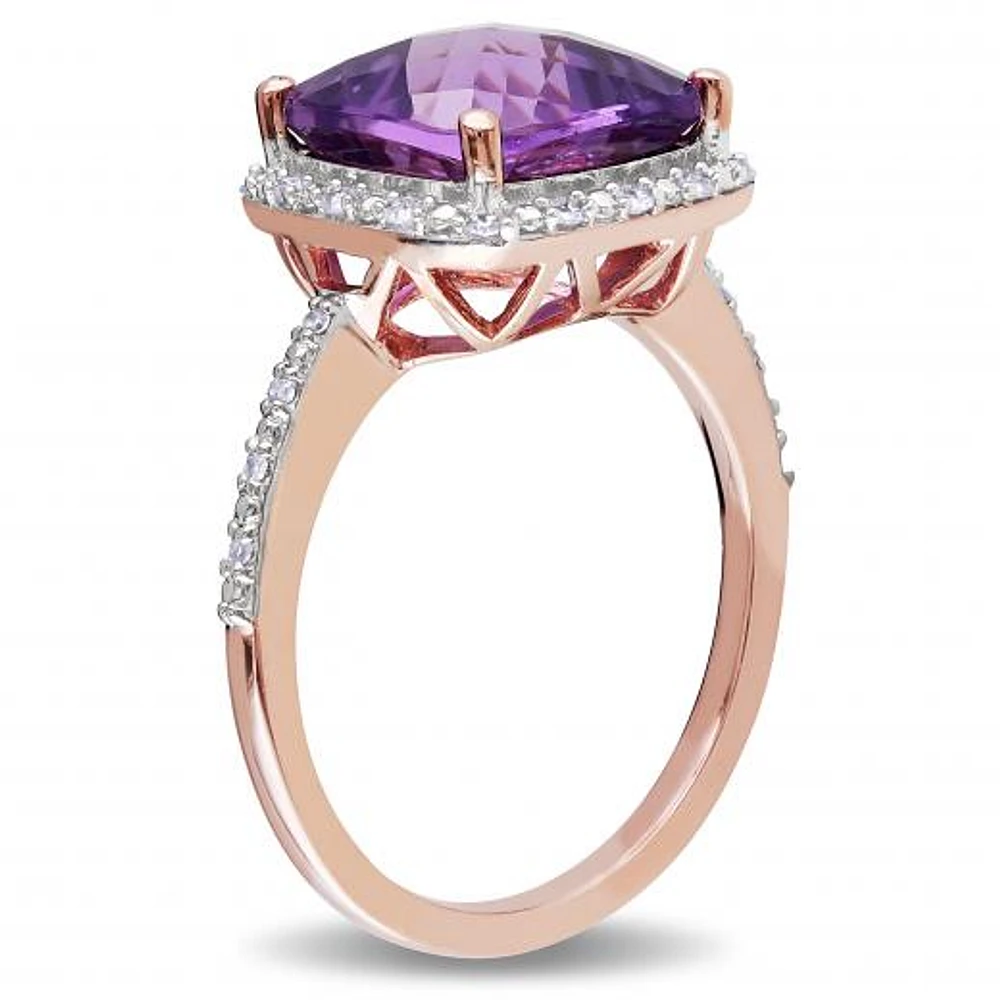 Julianna B 10K Rose Gold Amethyst & 0.10CTW Diamond Fashion Ring