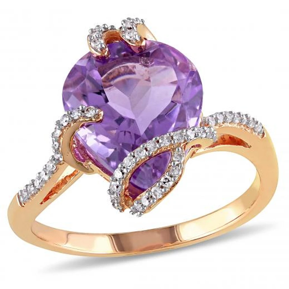 Julianna B 10K Rose Gold Amethyst & 0.14CTW Diamond Fashion Ring