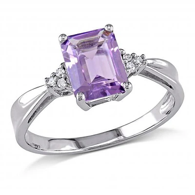 Julianna B 10K White Gold Amethyst & 0.03CTW Diamond Fashion Ring