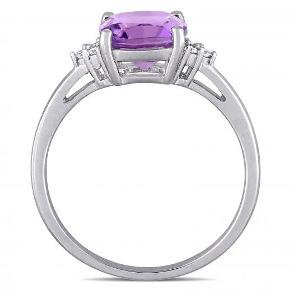 Julianna B 10K White Gold Amethyst & 0.06CTW Diamond Fashion Ring