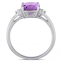 Julianna B 10K White Gold Amethyst & 0.06CTW Diamond Fashion Ring