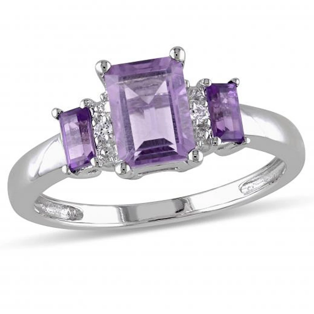 Julianna B 10K White Gold Amethyst & 0.02CTW Diamond Fashion Ring