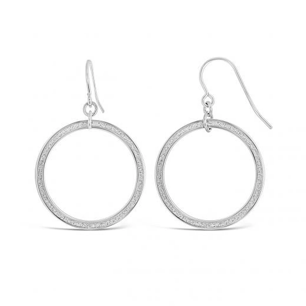 Sterling Silver Glitter Circle Dangles