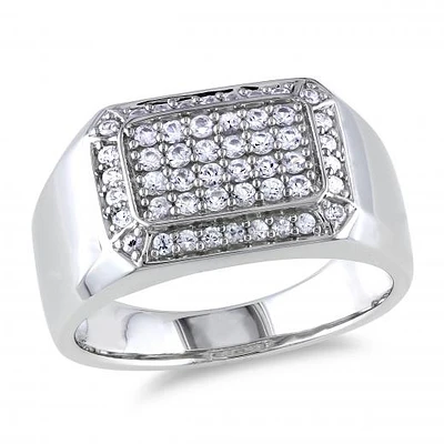 Julianna B Sterling Silver White Sapphire Men's Ring