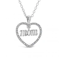 Sterling Silver Diamond Mom Pendant