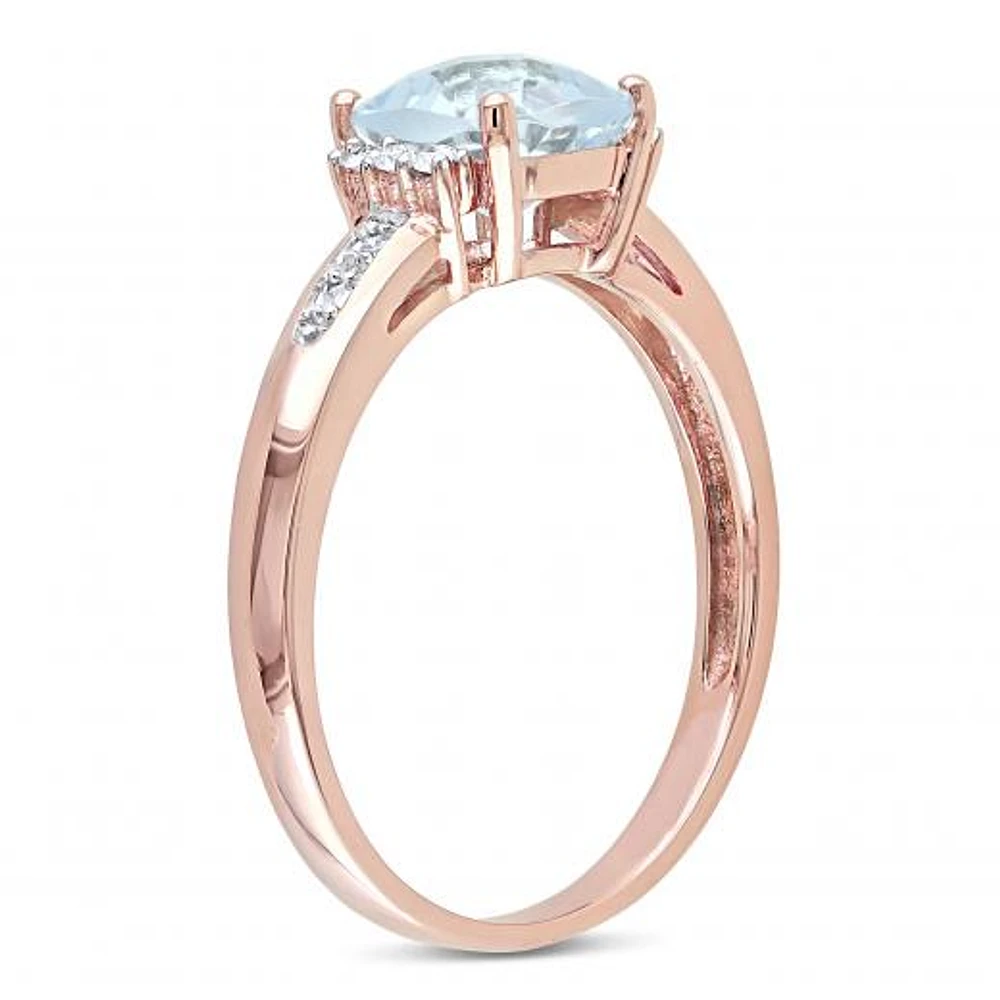 Julianna B 10K Rose Gold Aquamarine & 0.05CTW Diamond Fashion Ring
