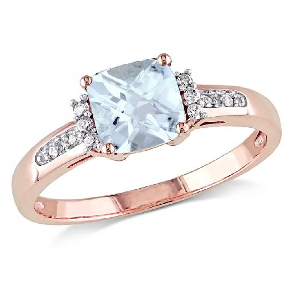 Julianna B 10K Rose Gold Aquamarine & 0.05CTW Diamond Fashion Ring