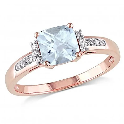 Julianna B 10K Rose Gold Aquamarine & 0.05CTW Diamond Fashion Ring
