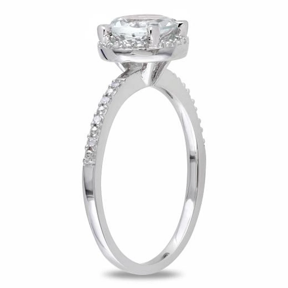 Julianna B Sterling Silver Aquamarine & 0.05CTW Diamond Fashion Ring