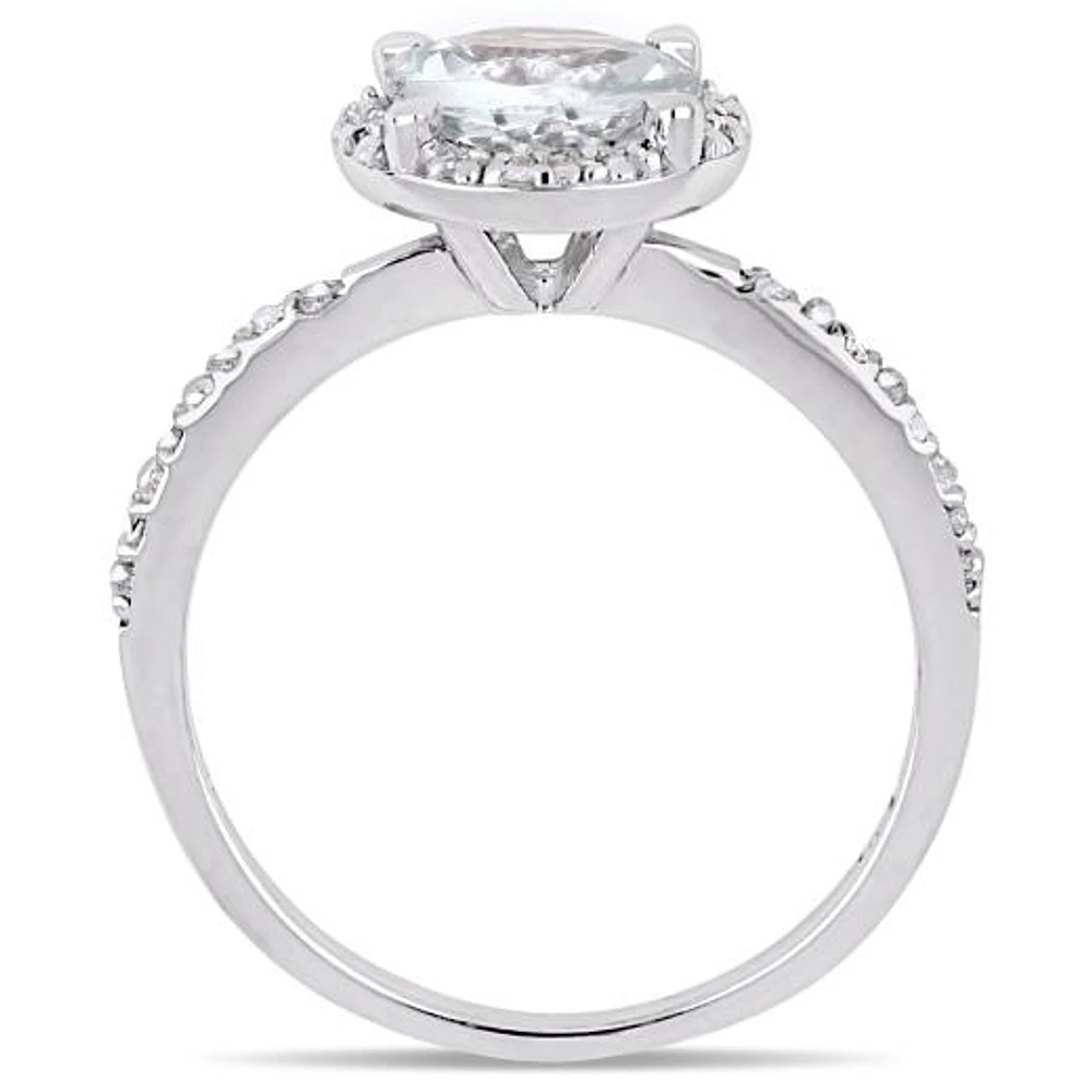 Julianna B Sterling Silver Aquamarine & 0.05CTW Diamond Fashion Ring