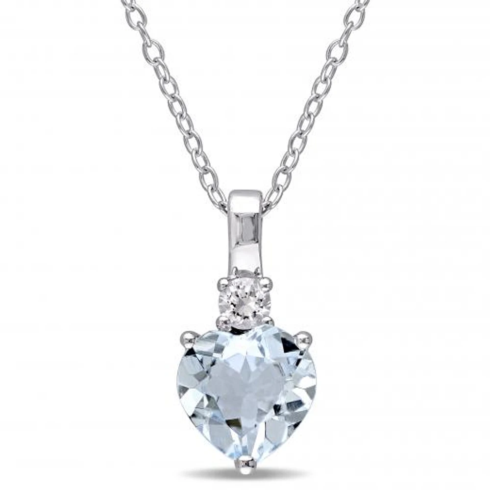 Julianna B Sterling Silver Aquamarine & Created White Sapphire Pendant