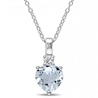 Julianna B Sterling Silver Aquamarine & Created White Sapphire Pendant