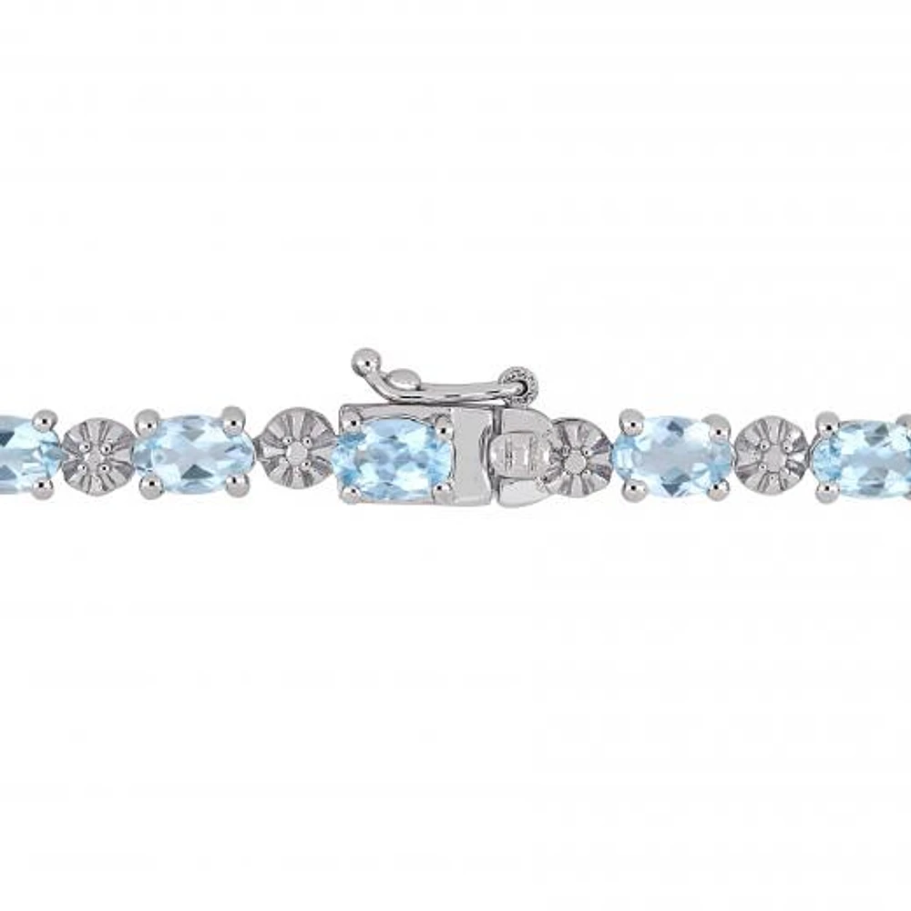 Julianna B Sterling Silver Aquamarine & Diamond Bracelet