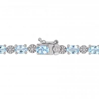 Julianna B Sterling Silver Aquamarine & Diamond Bracelet