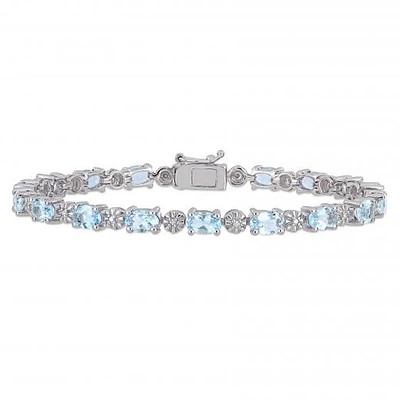 Julianna B Sterling Silver Aquamarine & Diamond Bracelet