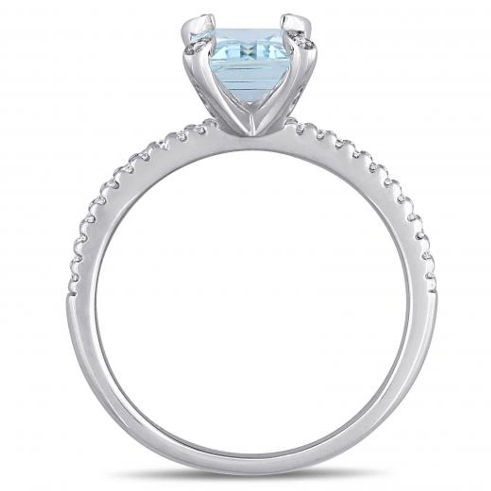 Julianna B 14K White Gold Aquamarine & 0.10CTW Diamond Fashion Ring