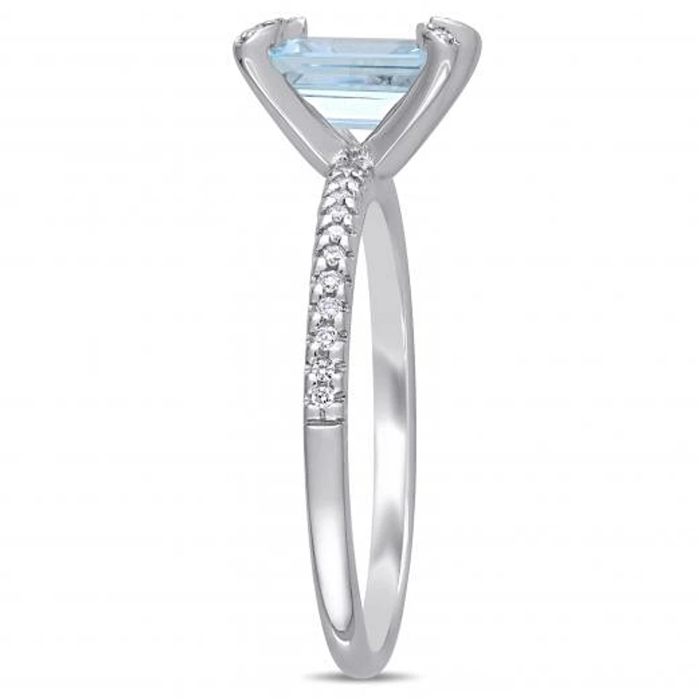 Julianna B 14K White Gold Aquamarine & 0.10CTW Diamond Fashion Ring