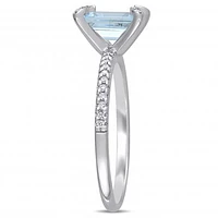 Julianna B 14K White Gold Aquamarine & 0.10CTW Diamond Fashion Ring