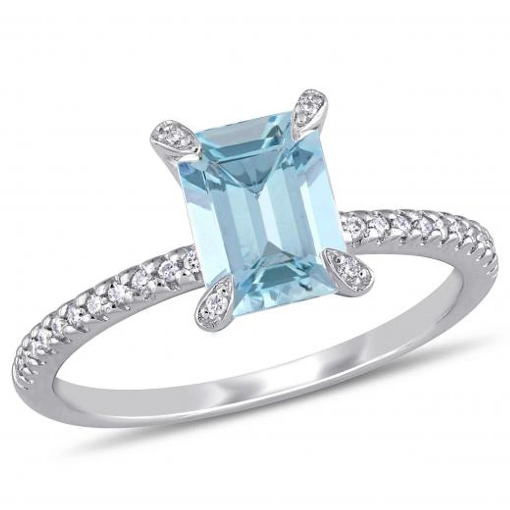 Julianna B 14K White Gold Aquamarine & 0.10CTW Diamond Fashion Ring