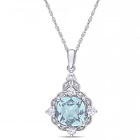 Julianna B 14K White Gold Aquamarine Diamond & White Sapphire Pendant