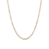 10K Yellow White and Rose Gold Diamond Cut Links Necklace