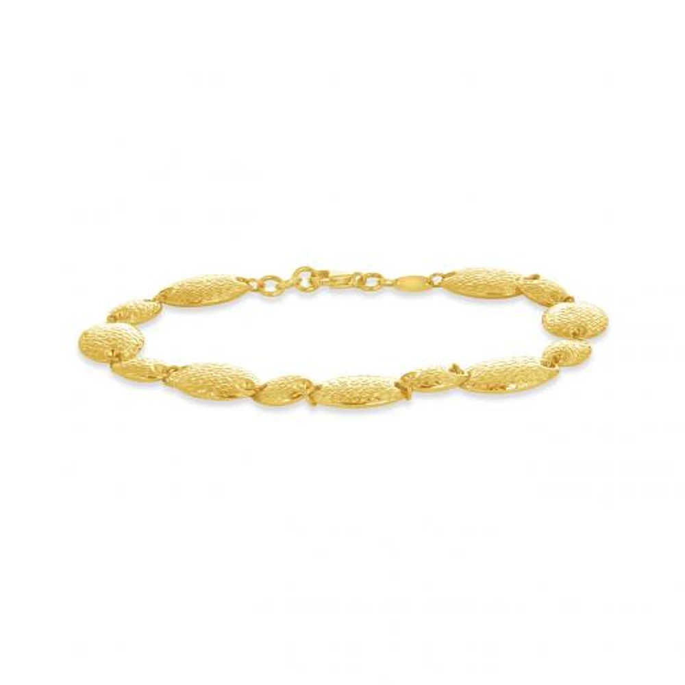10K Yellow Gold Diamond Cut Ovals Bracelet