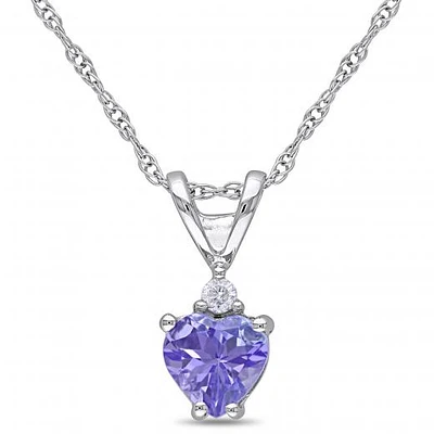 Julianna B 10K White Gold Tanzanite & Diamond Heart Pendant with Chain