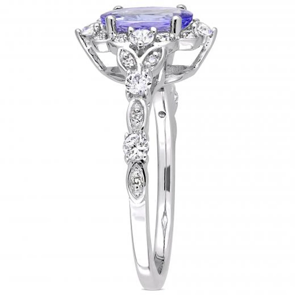 Julianna B 14K White Gold Tanzanite 0.06CTW Diamond & White Sapphire Ring