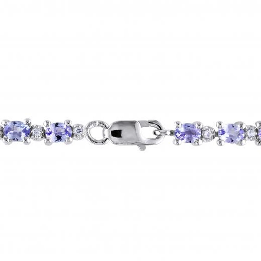 Julianna B Sterling Silver 7" Tanzanite & White Topaz Bracelet