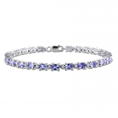 Julianna B Sterling Silver 7" Tanzanite & White Topaz Bracelet