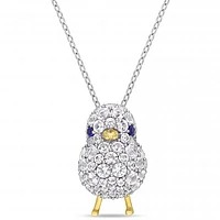 Julianna B Sterling Silver Created Blue Sapp & Created White Sapphire Necklace