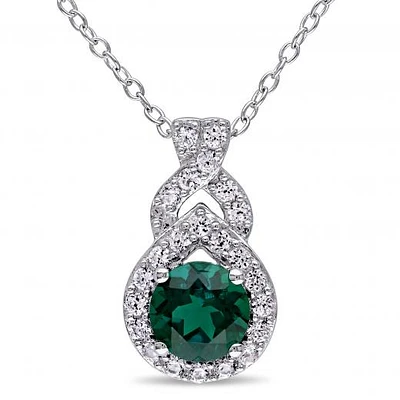 Julianna B Sterling Silver Created Emerald & Created White Sapphire Pendant