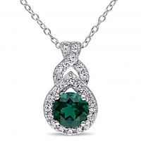 Julianna B Sterling Silver Created Emerald & Created White Sapphire Pendant