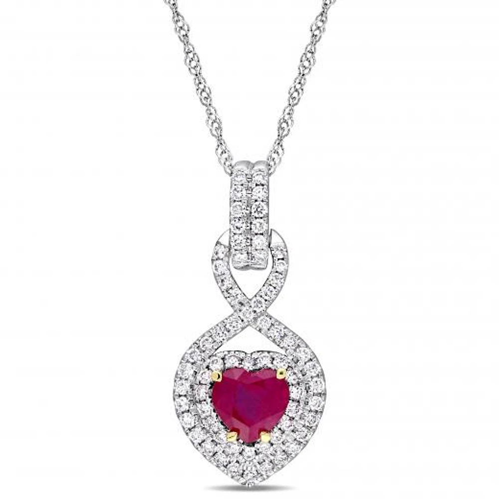 Julianna B 14K White & Yellow Gold Ruby & 0.30CTW Diamond Infinity Pendant
