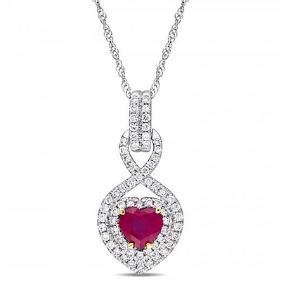 Julianna B 14K White & Yellow Gold Ruby & 0.30CTW Diamond Infinity Pendant