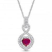 Julianna B 14K White & Yellow Gold Ruby & 0.30CTW Diamond Infinity Pendant